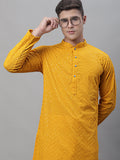 Jompers Men's Mustard Embroidered Sequinned Kurta