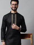 Jompers Men's Black Embroidered Kurta