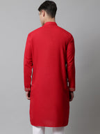 Jompers Men's Red Embroidered Kurta