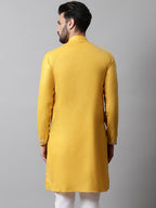 Jompers Men's Yellow Embroidered Kurta