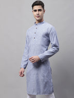 Jompers Men's Blue and White Striped Kurta