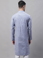 Jompers Men's Blue and White Striped Kurta