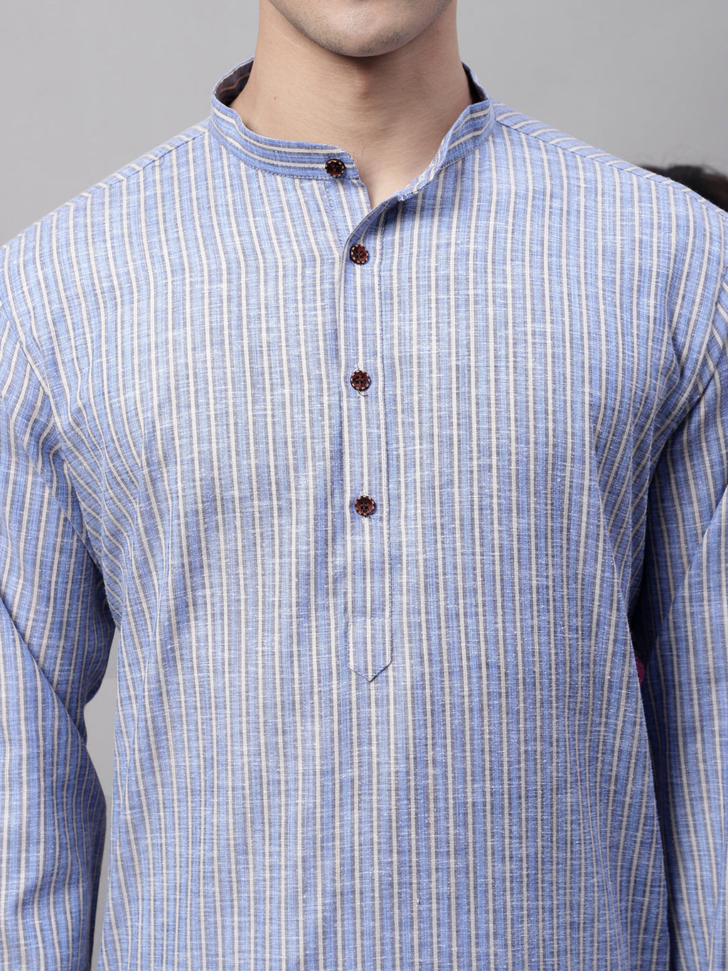 Jompers Men's Blue and White Striped Kurta