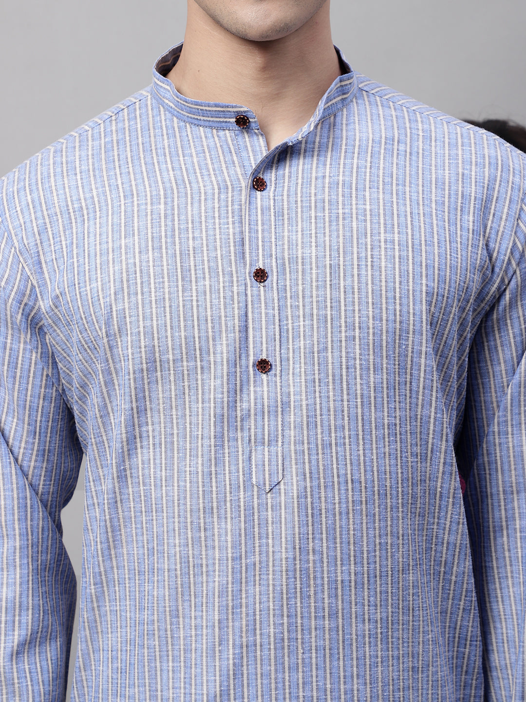 Jompers Men's Blue and White Striped Kurta