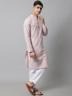 Jompers Men's Orange and White Striped Kurta