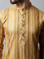 Jompers Men's Beige Foil Printed Kurta