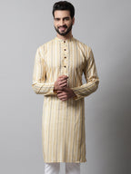 Jompers Men's Beige Geomatric Printed Kurta