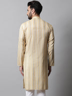 Jompers Men's Beige Geomatric Printed Kurta