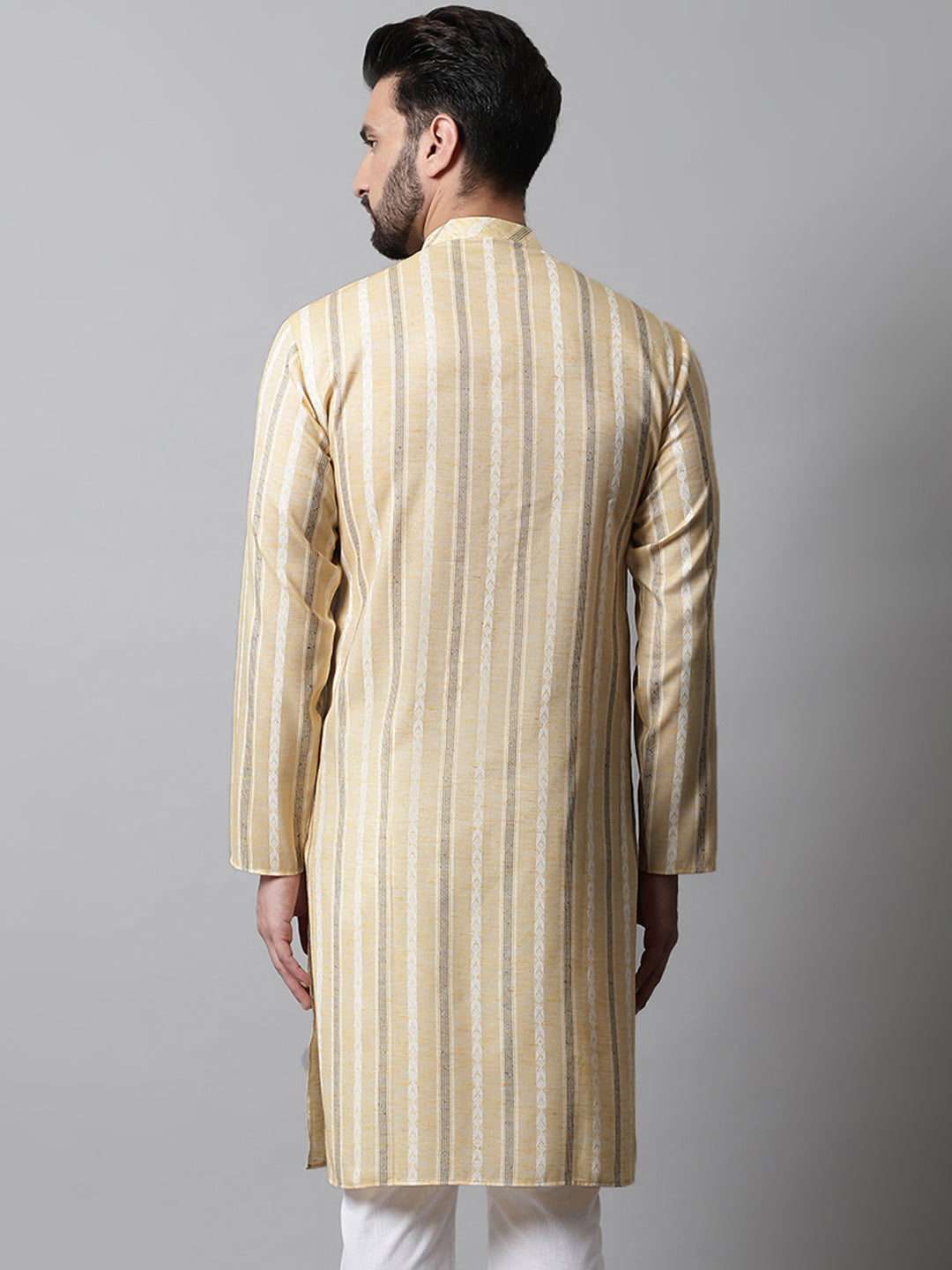 Jompers Men's Beige Geomatric Printed Kurta