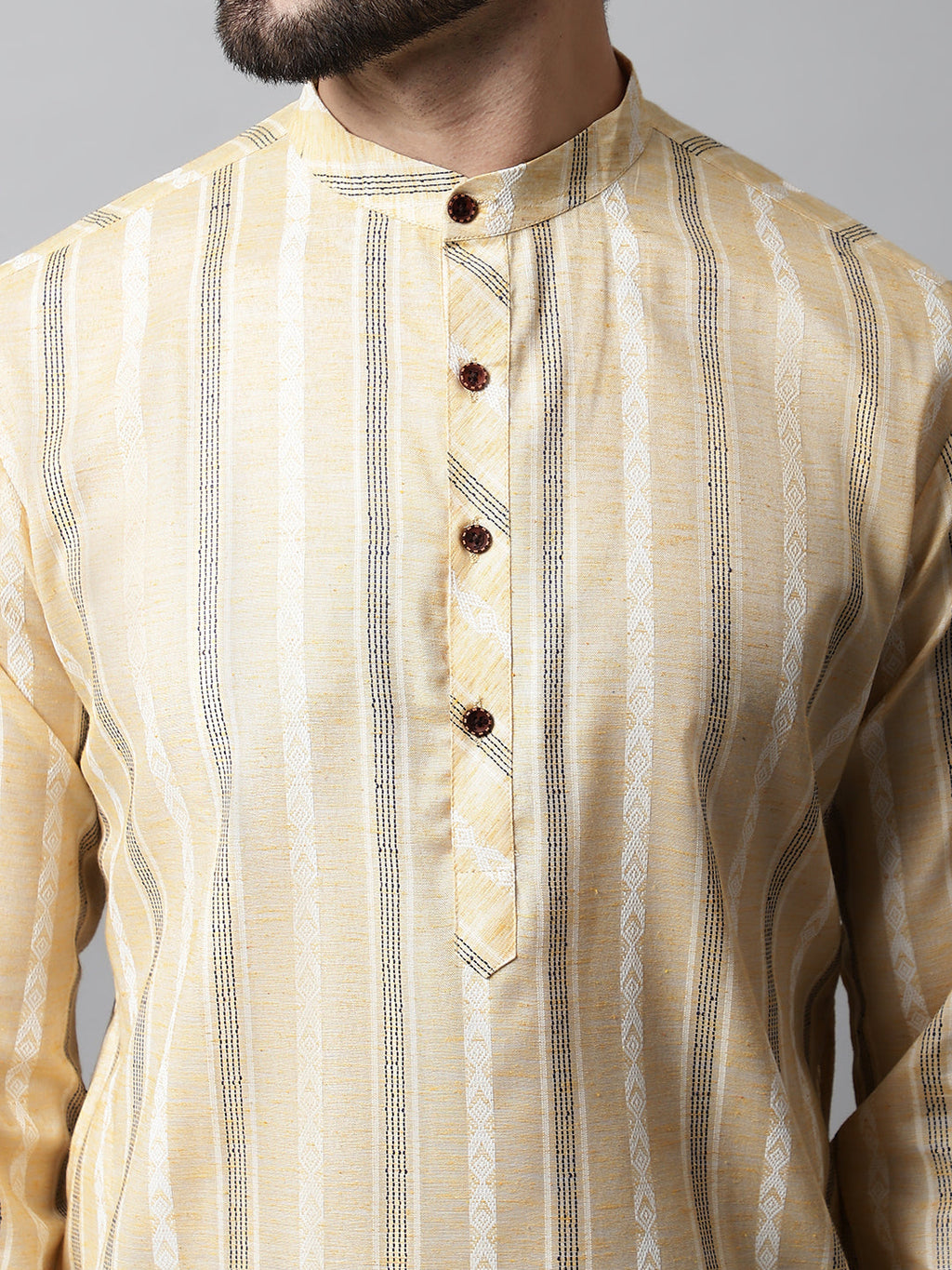 Jompers Men's Beige Geomatric Printed Kurta