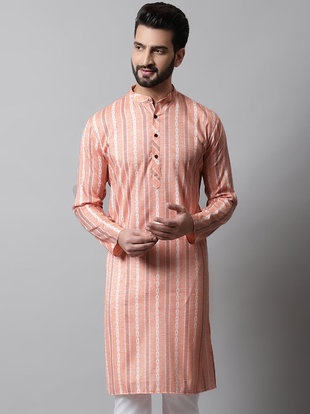 Jompers Men's Coral Geomatric Printed Kurta
