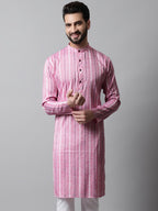 Jompers Men's Pink Geomatric Printed Kurta