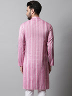 Jompers Men's Pink Geomatric Printed Kurta