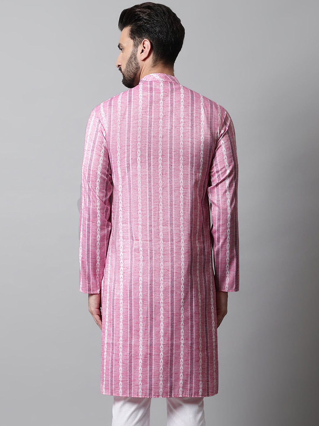 Jompers Men's Pink Geomatric Printed Kurta