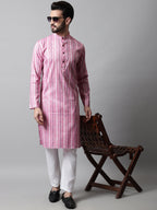 Jompers Men's Pink Geomatric Printed Kurta
