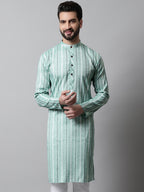 Jompers Men's Sky Blue Geomatric Printed Kurta