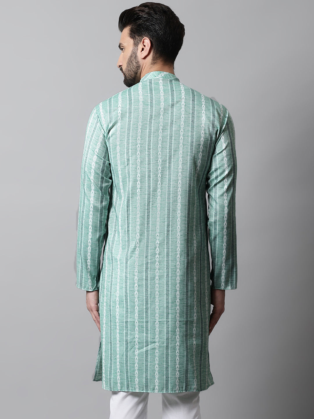 Jompers Men's Sky Blue Geomatric Printed Kurta