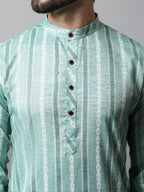 Jompers Men's Sky Blue Geomatric Printed Kurta