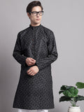 Jompers Men's Black Printed Pure Cotton Kurta