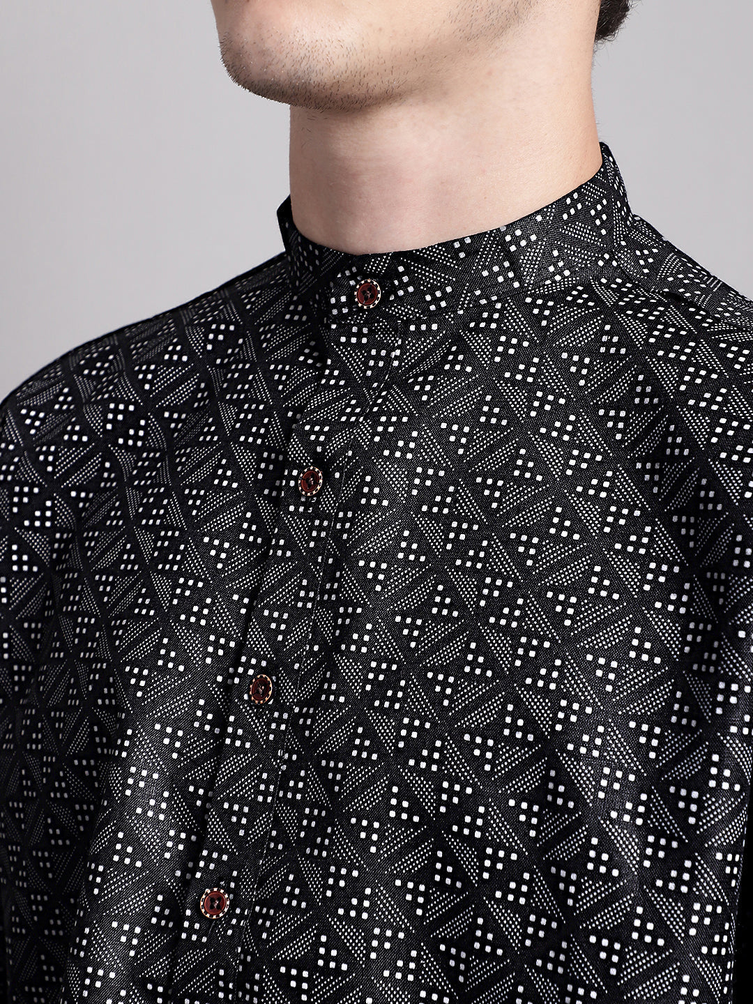 Jompers Men's Black Printed Pure Cotton Kurta