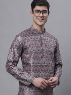 Jompers Men's Maroon Digital Printed Kurta