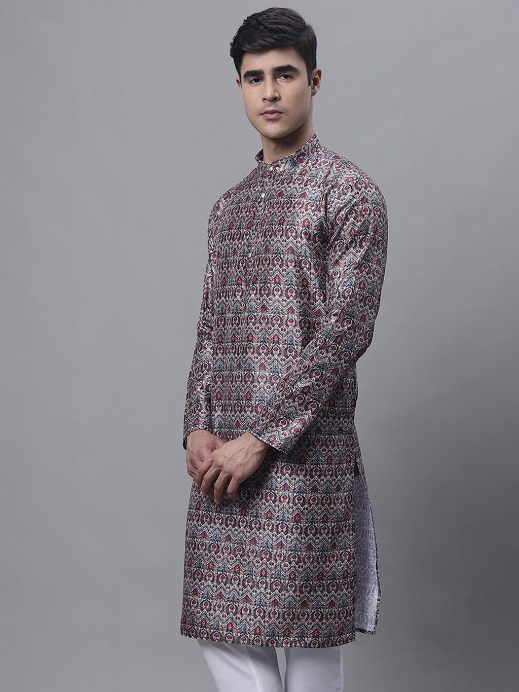 Jompers Men's Maroon Digital Printed Kurta