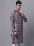 Jompers Men's Maroon Digital Printed Kurta