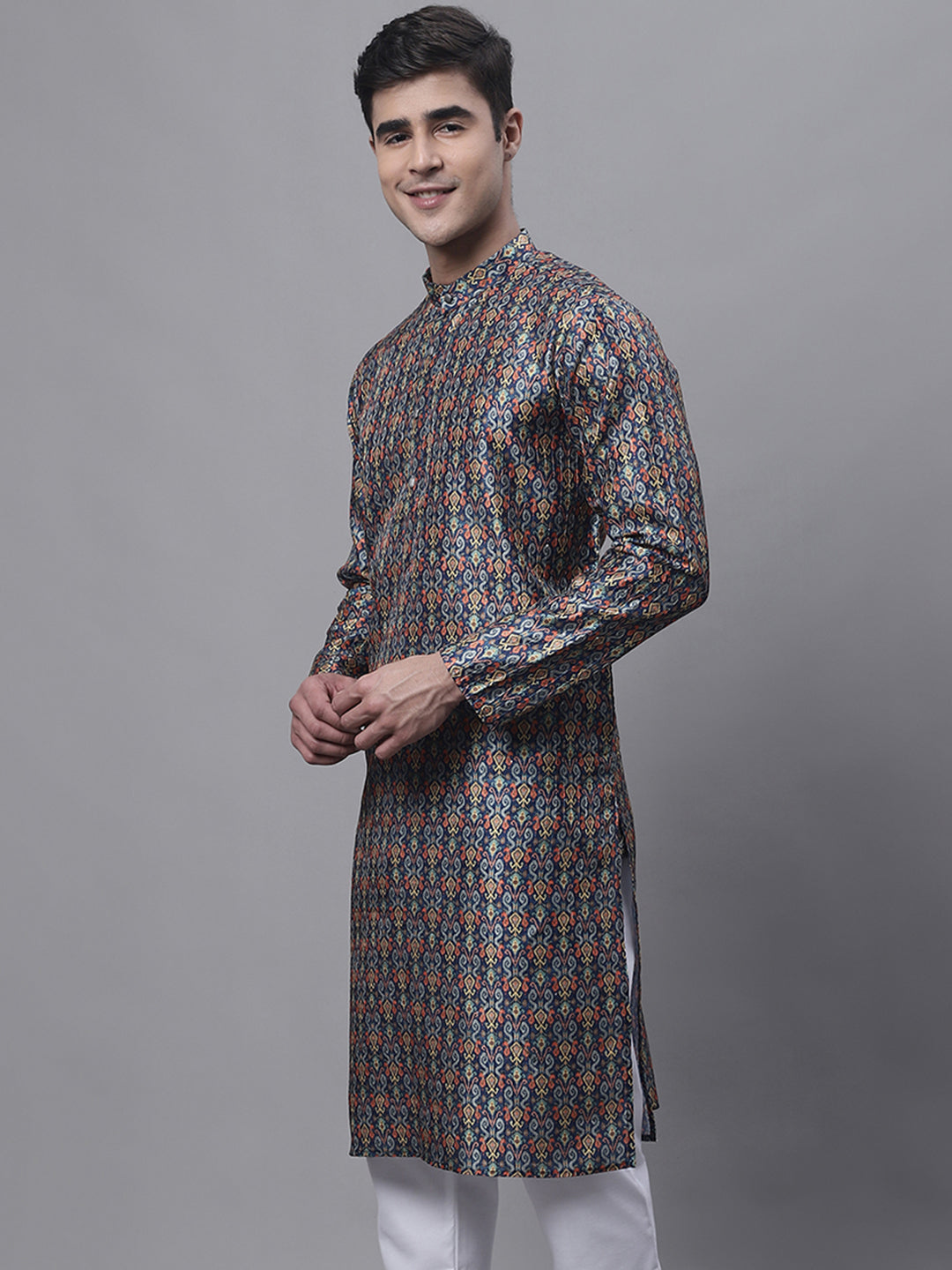 Jompers Men's Navy Digital Printed Kurta