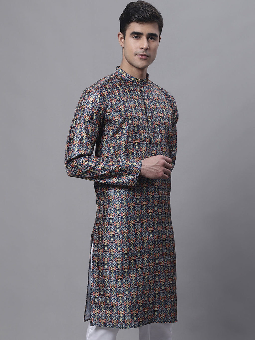 Jompers Men's Navy Digital Printed Kurta
