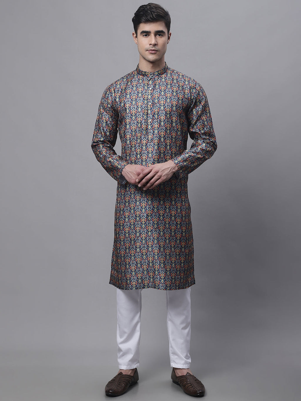 Jompers Men's Navy Digital Printed Kurta