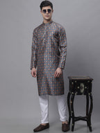 Jompers Men's Navy Digital Printed Kurta