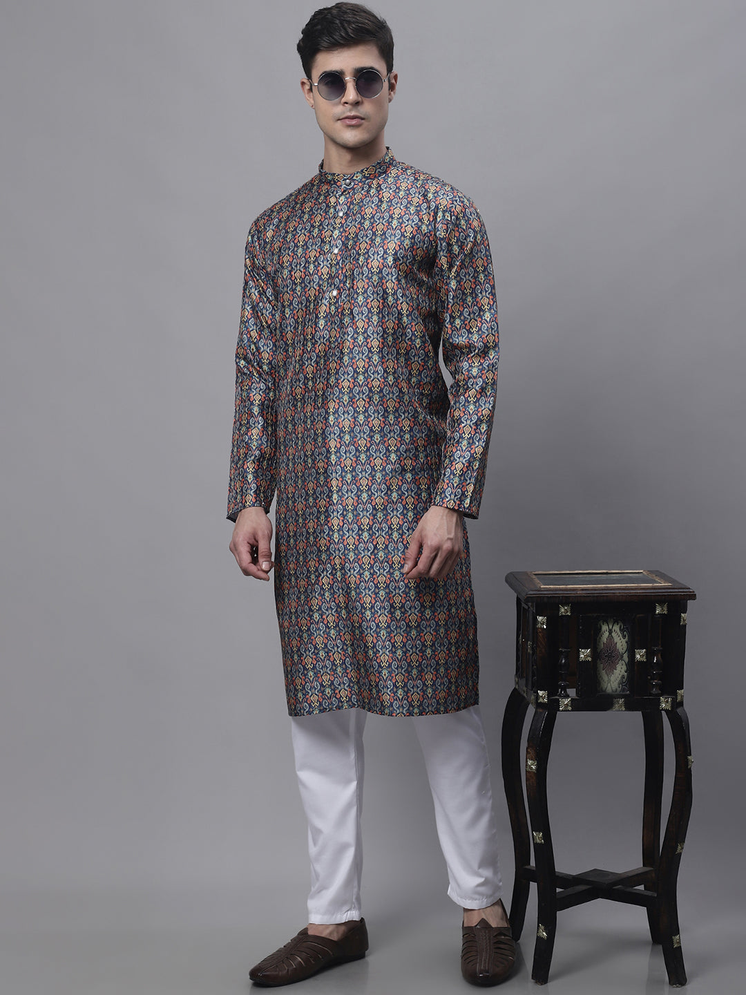 Jompers Men's Navy Digital Printed Kurta