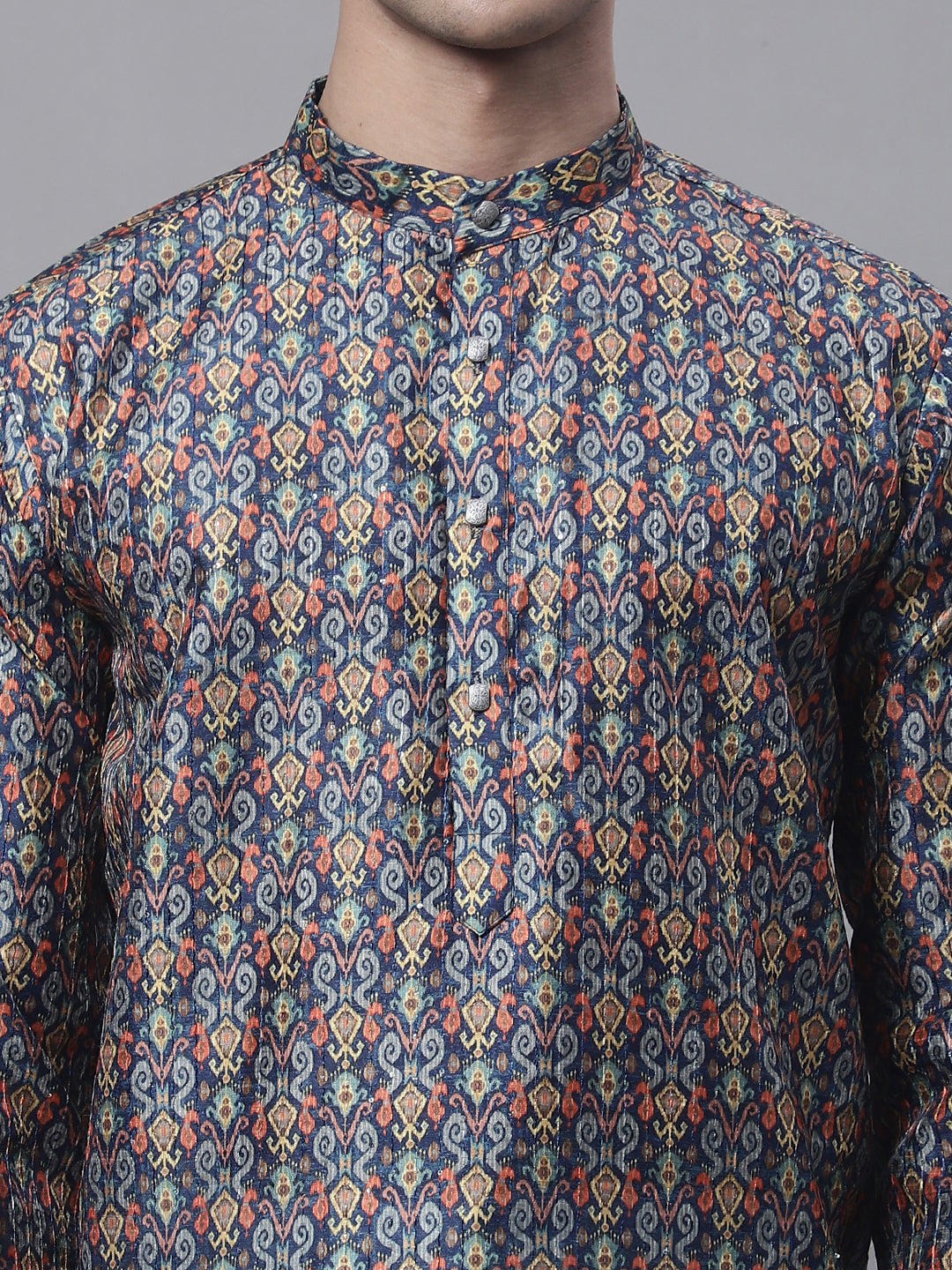 Jompers Men's Navy Digital Printed Kurta