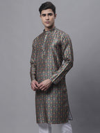 Jompers Men's Olive Green Digital Printed Kurta