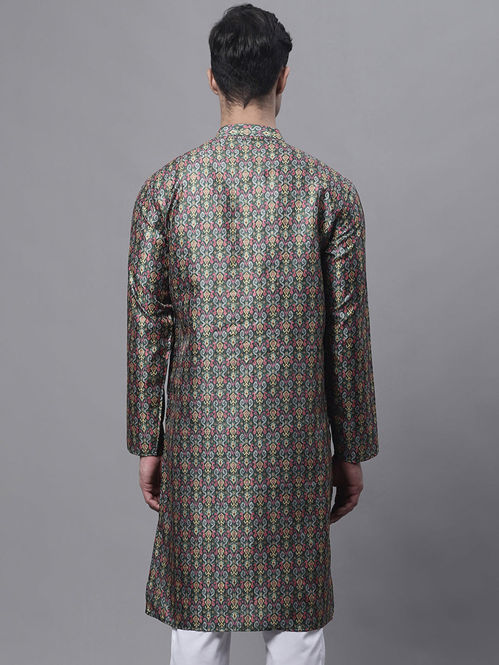 Jompers Men's Olive Green Digital Printed Kurta