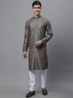 Jompers Men's Olive Green Digital Printed Kurta