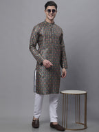 Jompers Men's Olive Green Digital Printed Kurta