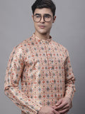 Jompers Men's Peach Digital Printed Kurta