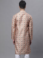Jompers Men's Peach Digital Printed Kurta
