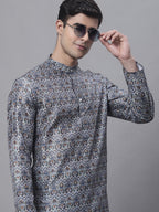 Jompers Men's Silver Digital Printed Kurta