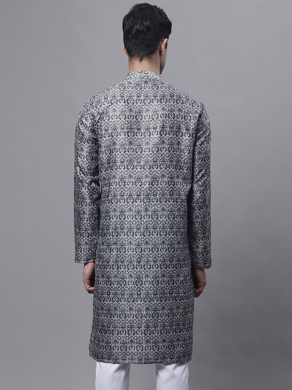Jompers Men's Silver Digital Printed Kurta