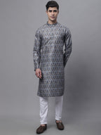 Jompers Men's Silver Digital Printed Kurta