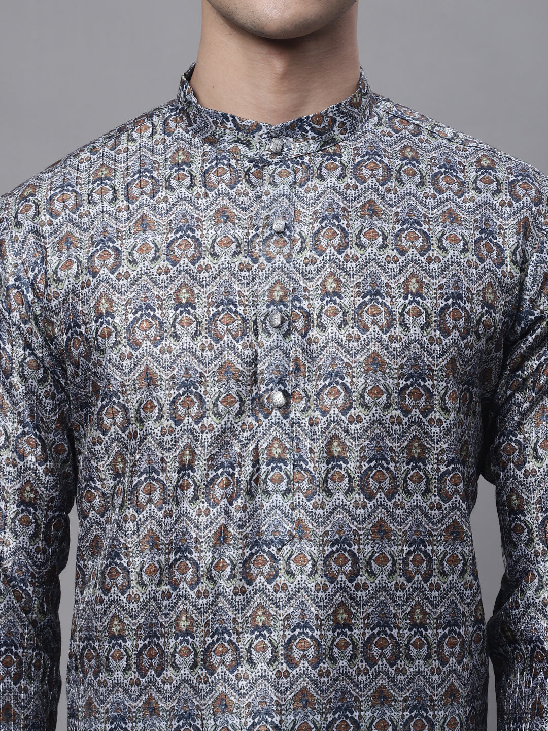 Jompers Men's Silver Digital Printed Kurta