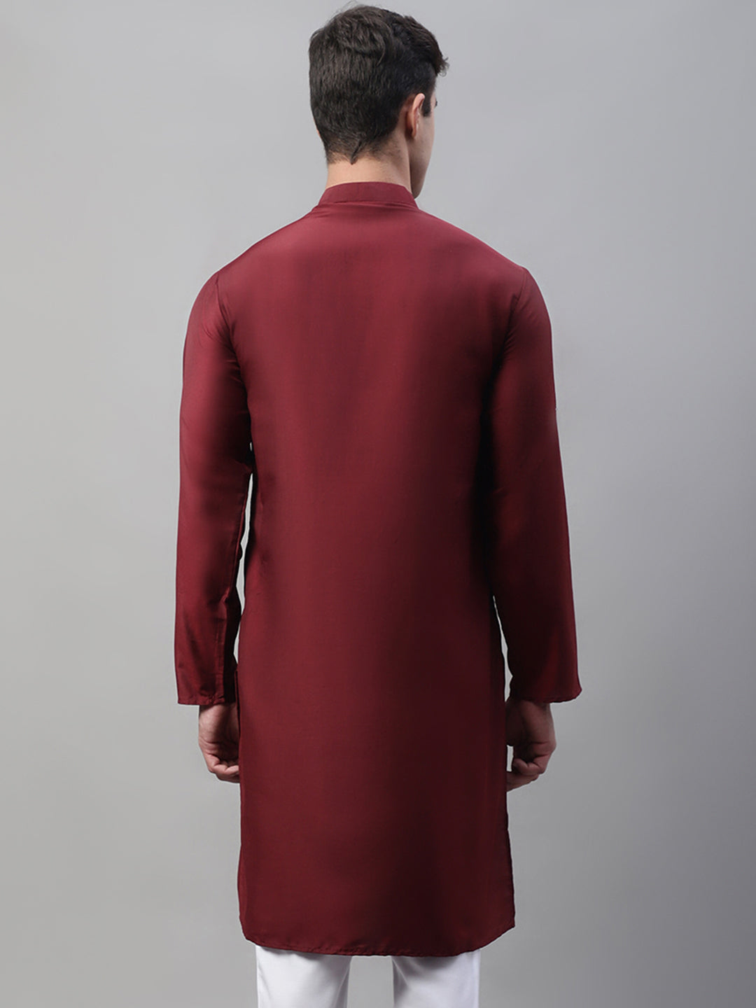 Jompers Men's Maroon Cotton Silk Mirror Work Kurta