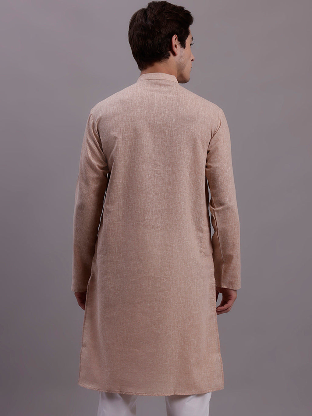 Jompers Men's Solid Pure Cotton Kurta - Beige