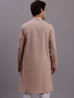 Jompers Men's Solid Pure Cotton Kurta - Beige