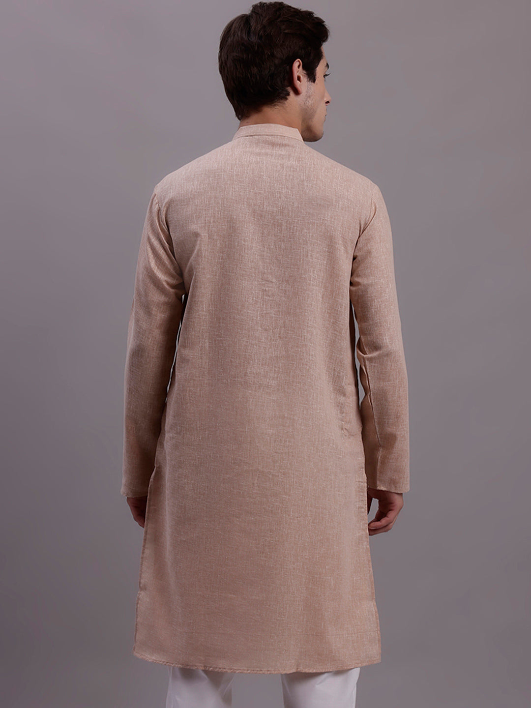 Jompers Men's Solid Pure Cotton Kurta - Beige