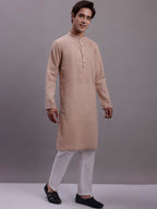 Jompers Men's Solid Pure Cotton Kurta - Beige