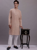 Jompers Men's Solid Pure Cotton Kurta - Beige