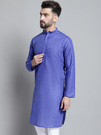 Jompers Men's Solid Pure Cotton Kurta Only - Blue